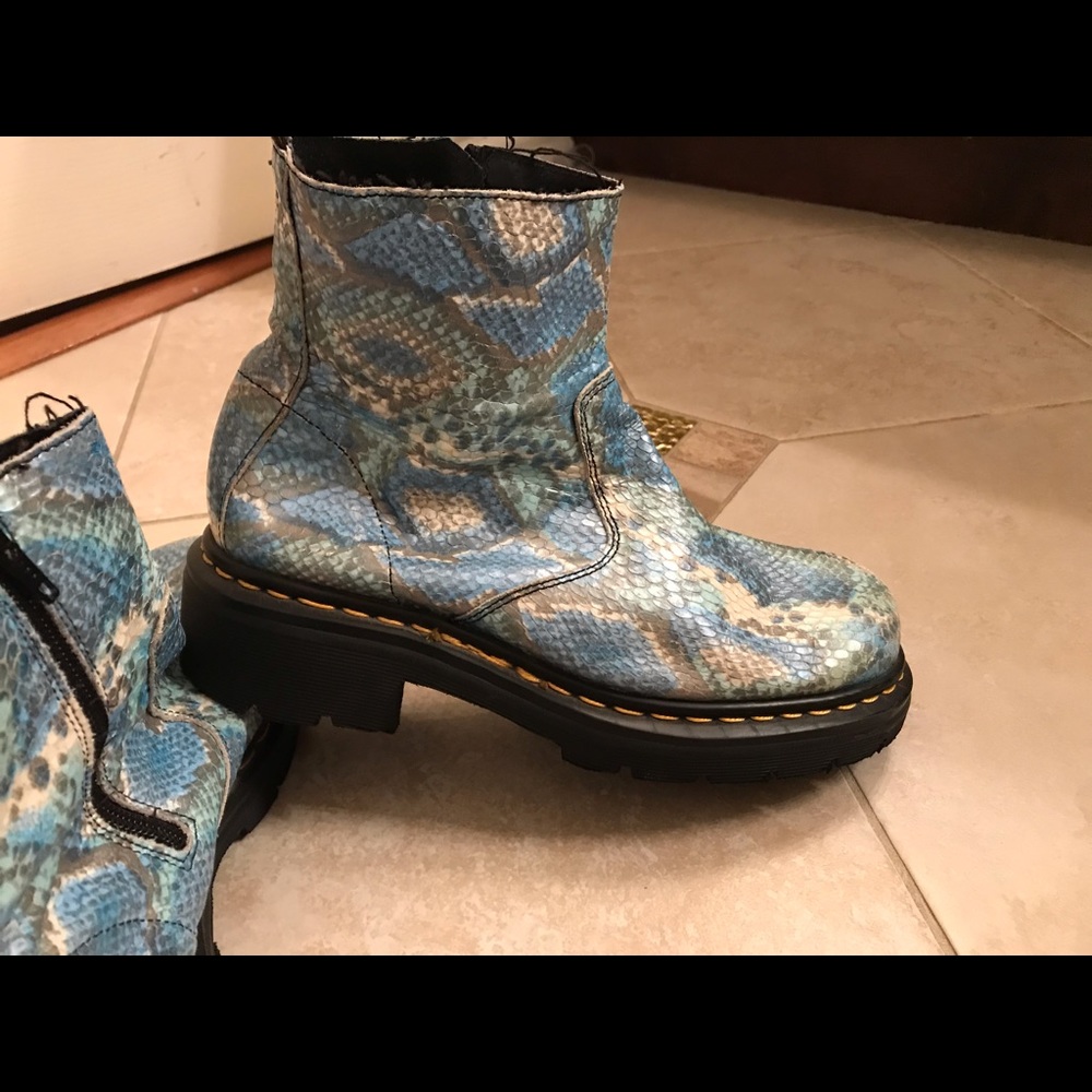 Vintage Blue Snakeskin Dr. Marten’s Combat Boots